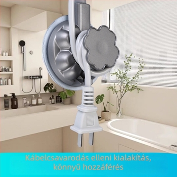 Hajszárító tartó, kéz nélküli használat, csavarozás nélküli, kézi szerelés, ABS, modern, egyszerű stílus