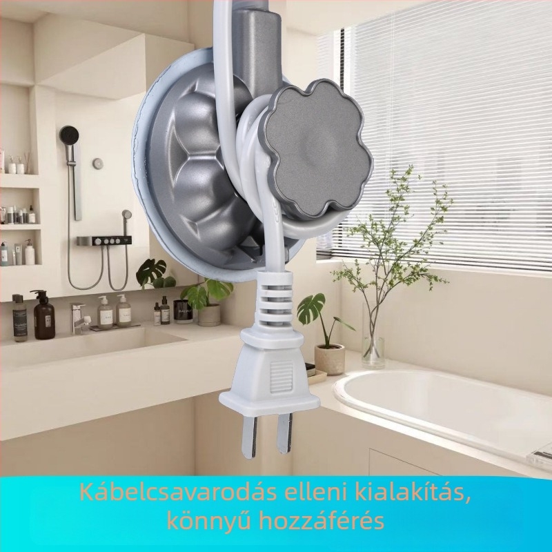 Hajszárító tartó, kéz nélküli használat, csavarozás nélküli, kézi szerelés, ABS, modern, egyszerű stílus