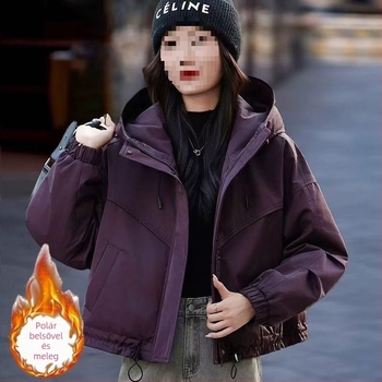 Flíszelt vastag parka corduroy anyaggal, nyúl szőrének <30% – őszi-téli laza női kabát koreai stílusban