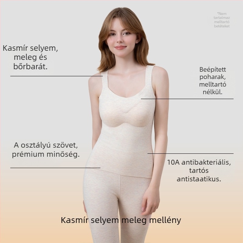 Női kasmír-selyem bársony mellény, antibakteriális termos felső melltartóval, kismamáknak és babáknak, dupla réteg