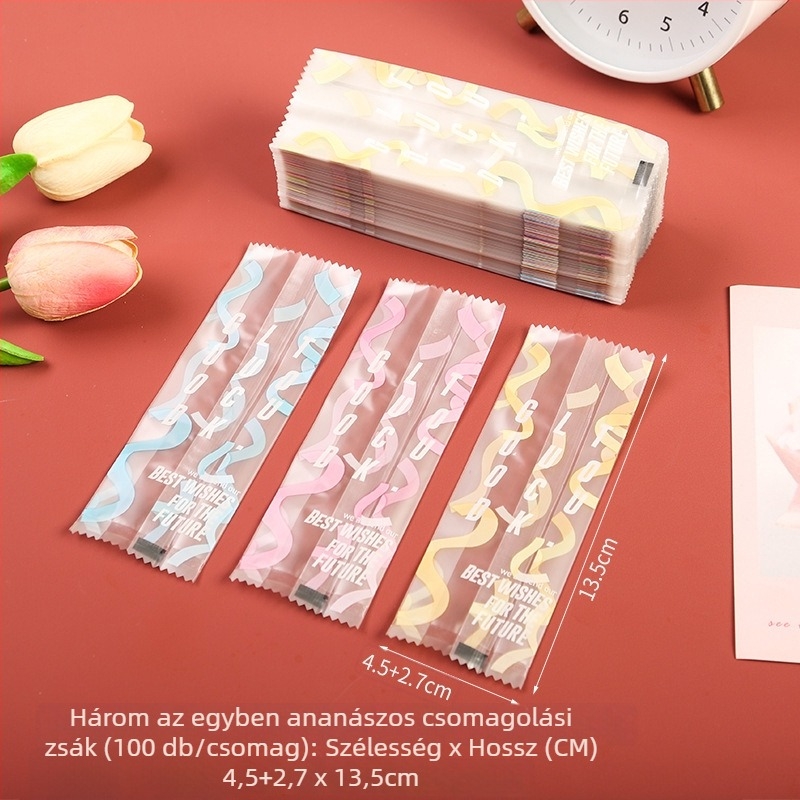 Ananász sütemény csomagoló zacskó, gravírozott nyomtatás, kompozit anyag, önzáró vagy gépi zárás