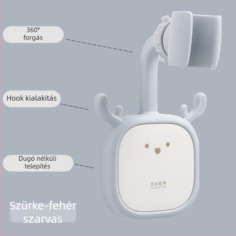Zuhanyfej tartó, ragasztásos rögzítés (műanyag, modell 5222, modern minimalista stílus)