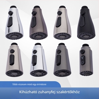 Konyhai csaptele lehúzható fejjel, univerzális teleszkópos, cseppmentes a mosogatóhoz (Modell 152; Anyag: ABS; Felületkezelés: Elektroplakolás; Szerelés típusa: Gombos típus; Stílus: Modern minimalistikus)