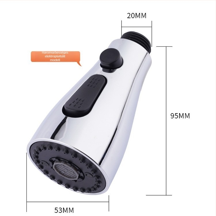 Konyhai csaptele lehúzható fejjel, univerzális teleszkópos, cseppmentes a mosogatóhoz (Modell 152; Anyag: ABS; Felületkezelés: Elektroplakolás; Szerelés típusa: Gombos típus; Stílus: Modern minimalistikus)