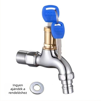 Kültéri zárható vízcsap – kerámiás szelepmaggal, beépített falba, anyag: cinkötvözet és réz, működési hőmérséklet 0-80°C