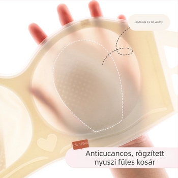 Női pánt nélküli, puha tartású melltartó, kosarai nyuszi-fül formájúak, csúszásmentes bandeau, ultra vékony, vezeték nélküli