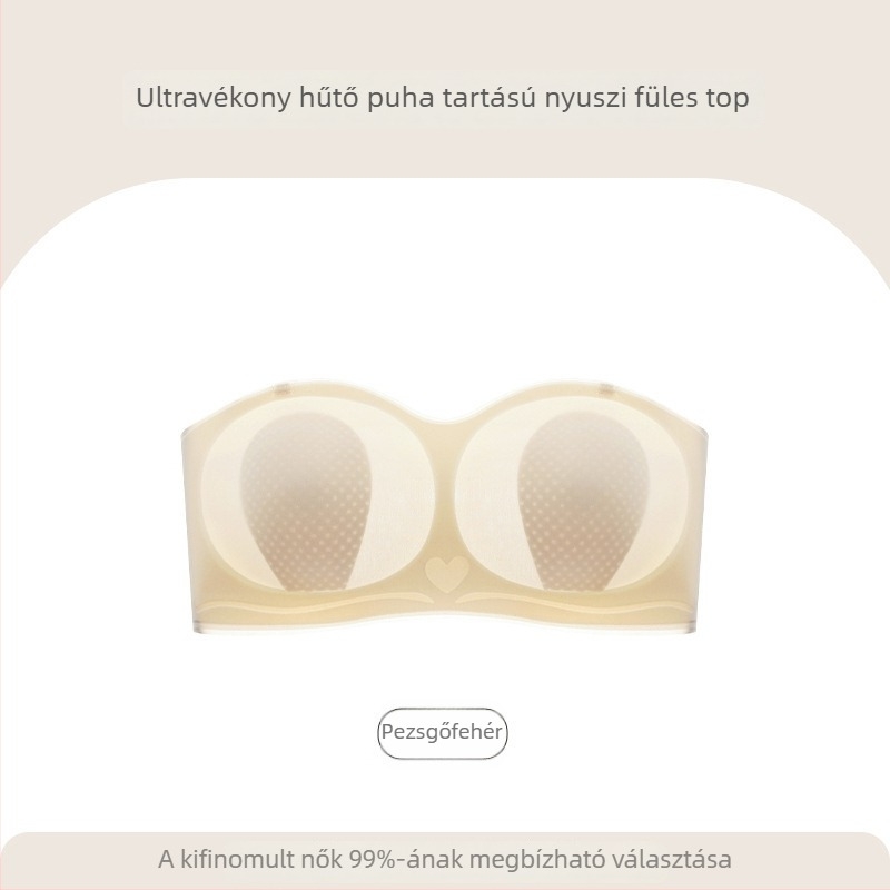 Női pánt nélküli, puha tartású melltartó, kosarai nyuszi-fül formájúak, csúszásmentes bandeau, ultra vékony, vezeték nélküli