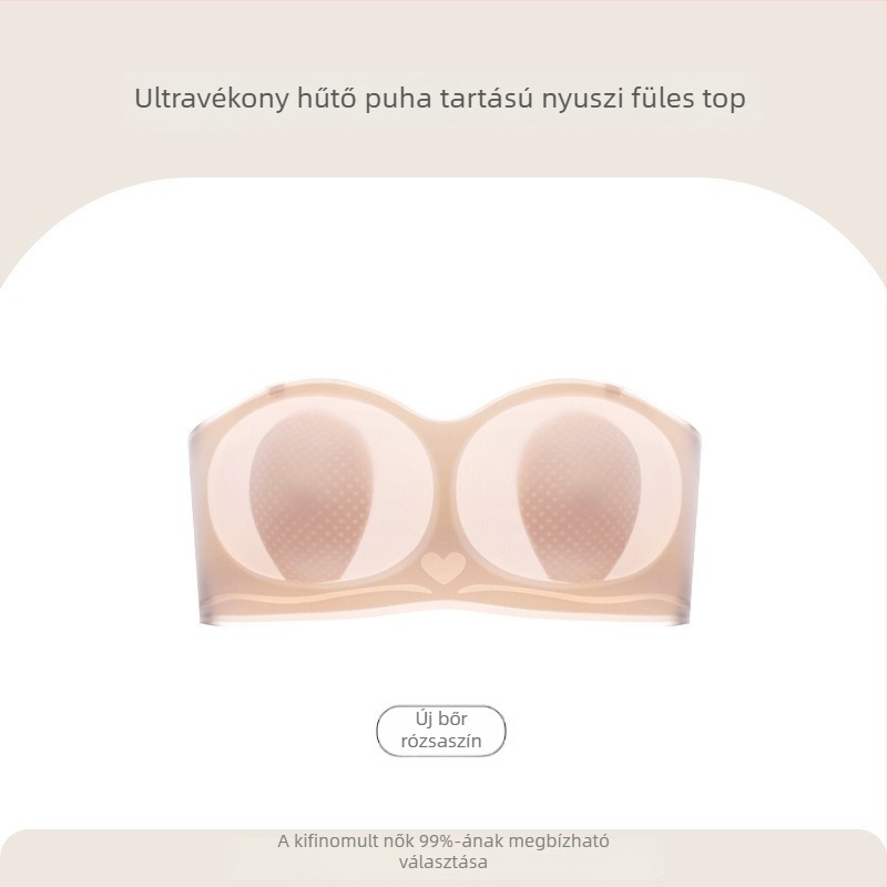Női pánt nélküli, puha tartású melltartó, kosarai nyuszi-fül formájúak, csúszásmentes bandeau, ultra vékony, vezeték nélküli