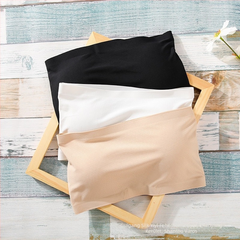 Váll nélküli melltartó Ice Silk anyagból, seamless, légáteresztő, 3/4 kosár, vékony formázott kosár
