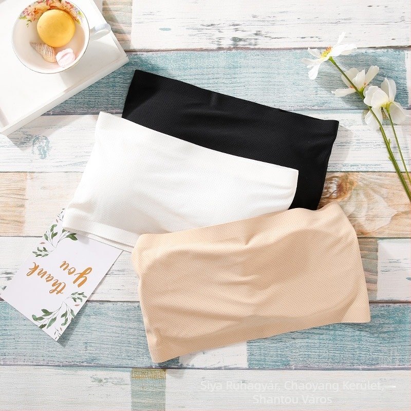 Váll nélküli melltartó Ice Silk anyagból, seamless, légáteresztő, 3/4 kosár, vékony formázott kosár