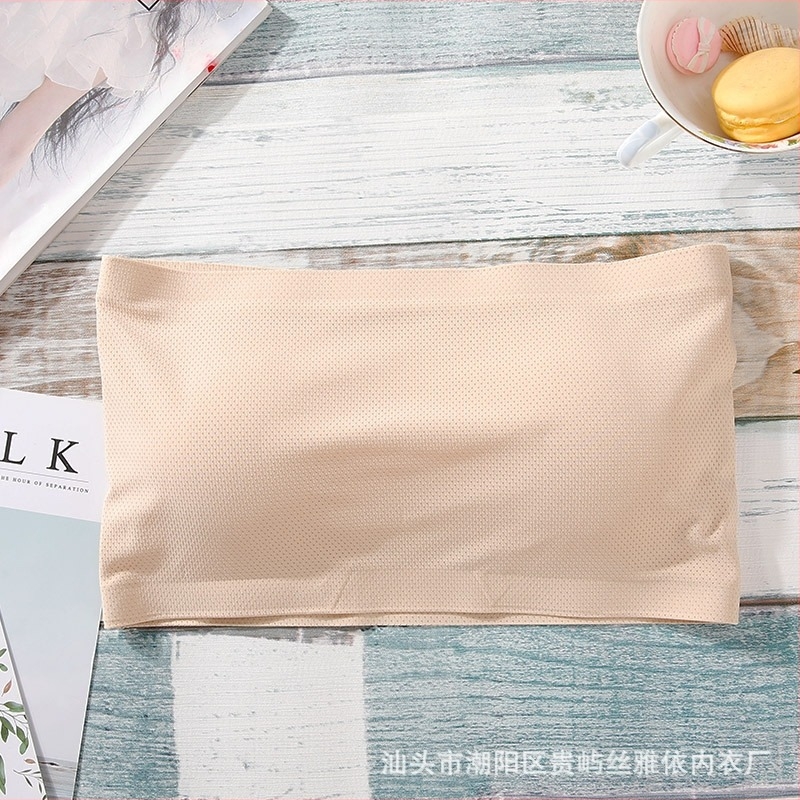 Váll nélküli melltartó Ice Silk anyagból, seamless, légáteresztő, 3/4 kosár, vékony formázott kosár