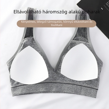 Nylon anyagú pánt nélküli sportmelltartó; U-hátú; V-nyakú; teljes kosár; légáteresztő