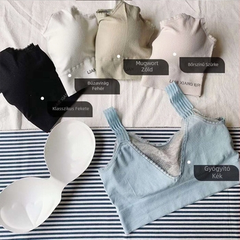 Váll nélküli melltartó hátsó összefogóval, seamless kötött nylon, grafén lélegző