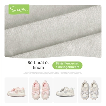 Lányoknak készült téli sportcipő vastag talppal — felsőrész mikrovlíros bőr, talp gumi, alacsony felsőrész, Velcro-zárás, PU belső talp, 2025 tél