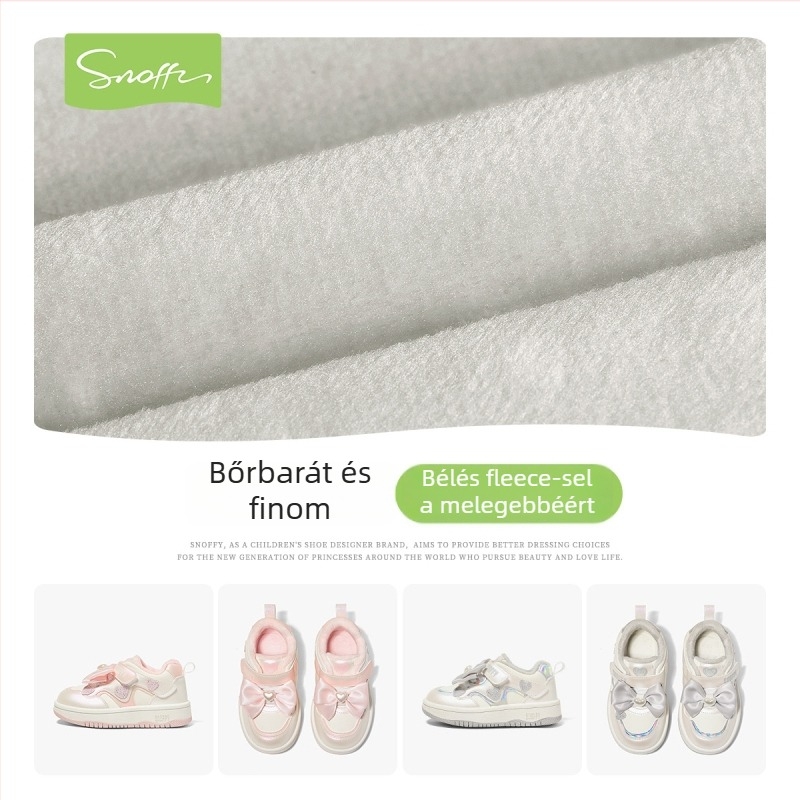 Lányoknak készült téli sportcipő vastag talppal — felsőrész mikrovlíros bőr, talp gumi, alacsony felsőrész, Velcro-zárás, PU belső talp, 2025 tél