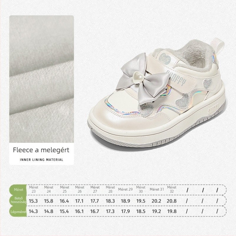 Lányoknak készült téli sportcipő vastag talppal — felsőrész mikrovlíros bőr, talp gumi, alacsony felsőrész, Velcro-zárás, PU belső talp, 2025 tél