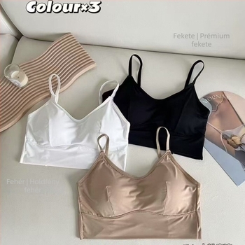 Könnyű luxusú francia seamless ice silk hátfelső melltartó, fix kosarakkal, gyűrődésmentes és vékony pántokkal