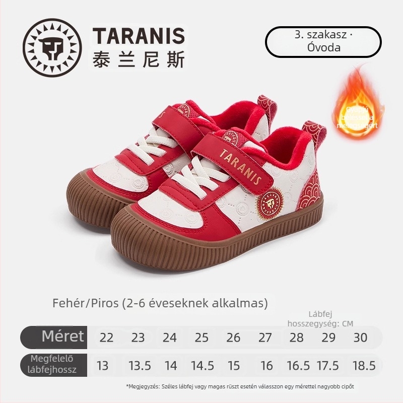 Taranis gyerek belső téli cipő Velcro zárással, meleg, uniszex, 4–6 éveseknek, gumitalp