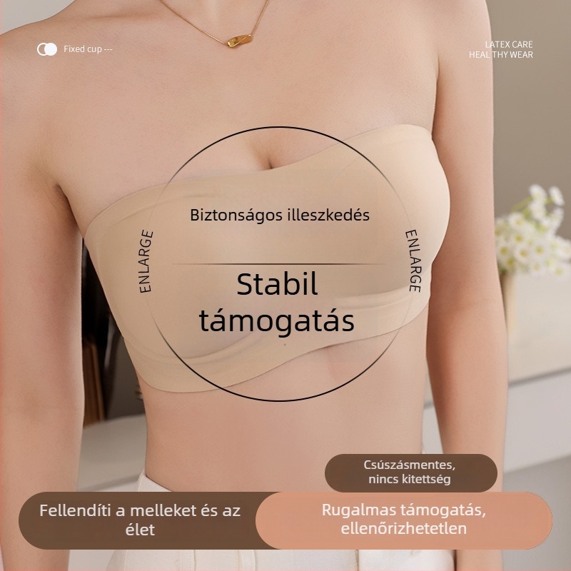 Váll nélküli bustier felső, csúszásmentes, szép hátsó rész és fix kosár – lélegző nylon