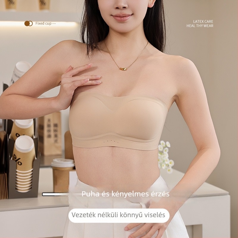 Váll nélküli bustier felső, csúszásmentes, szép hátsó rész és fix kosár – lélegző nylon