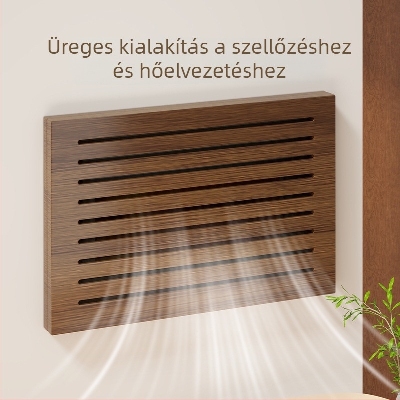 Masszív fából készült alacsonyfeszültségű dobozfedél dekoratív panellel, fúrás nélkül – mérőóra, multimédiás kábel-doboz, falra akasztható kép