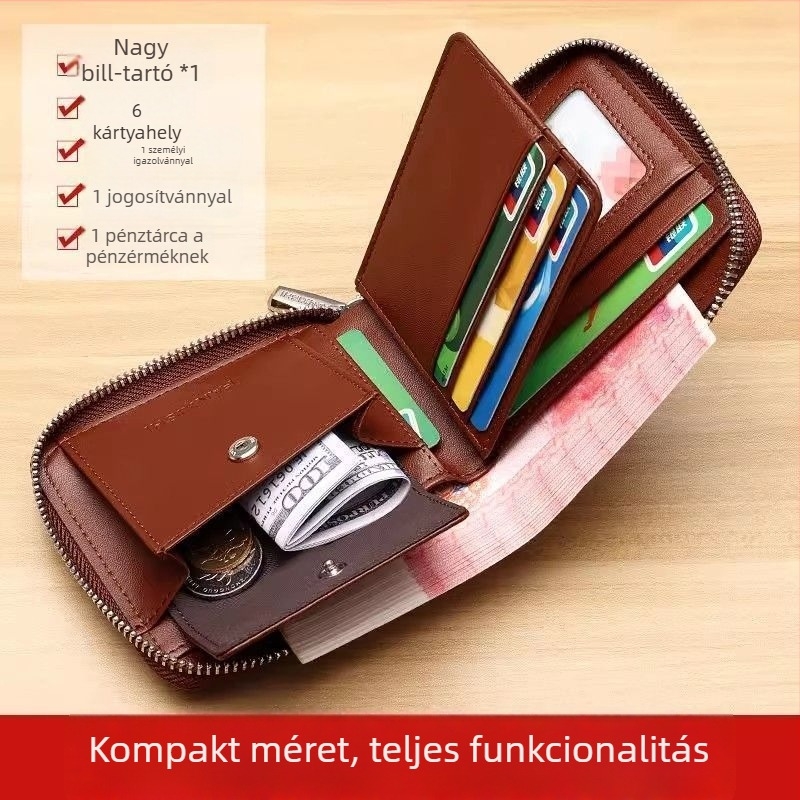 Férfi pénztárca - PU anyag, nagy kapacitás, jogosítvány kártya tartó, retro többfunkcionális stílus, tavasz 2025