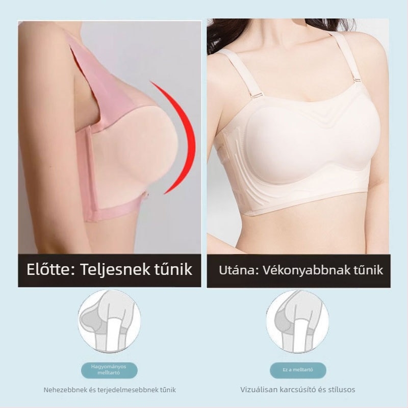 Ultra vékony, lélegző, varrat nélküli, vállpánt nélküli pluszméretű női melltartó, feszességet megőrző, láthatatlan ice silk top