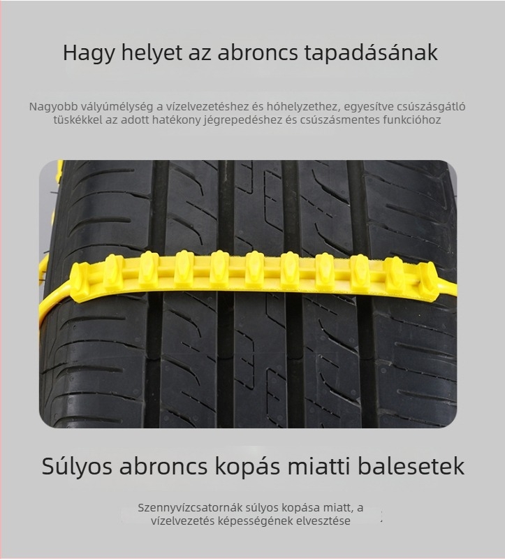 Gumi csúszásgátló segédeszköz autóhoz LT-240815; illeszkedik a 215–285 mm gumikhoz; általános használat; 60 g