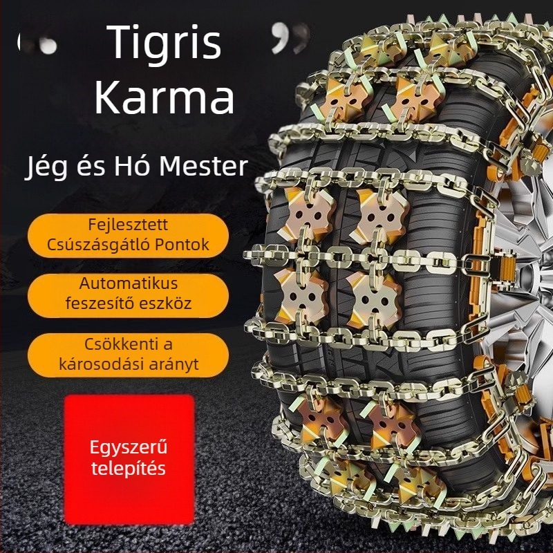 Tiger Claw Field Chain hólánc minden járműhöz, acélból, 165–275 mm kerékabroncsokra illeszkedik, 2000 g tömeg