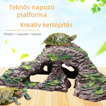 Teknősbéka napozó platform és lebegő sziget – gyanta alapú tájépítéshez használt kőzet, akvárium, száraz táj, térérzékelés javítása