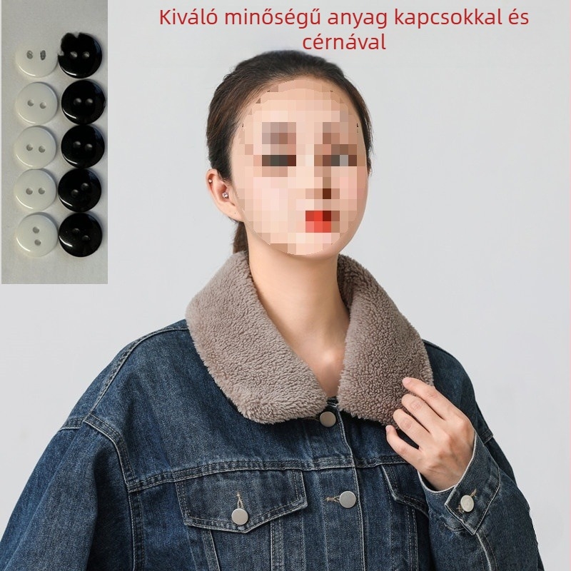 Leválasztható báránybőr gallér kabátokhoz – univerzális illeszkedés, álló dizájn anti-szennyező, dzsekihez, 2025 tavasz