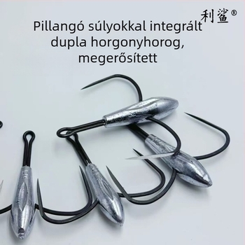 Sharp Shark horgonyhorog, barbless, pengével és két tüskével, 14-es méret
