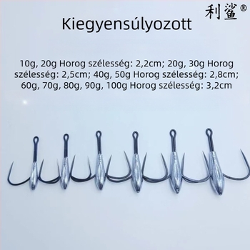 Sharp Shark horgonyhorog, barbless, pengével és két tüskével, 14-es méret