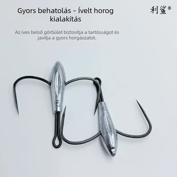 Sharp Shark horgonyhorog, barbless, pengével és két tüskével, 14-es méret