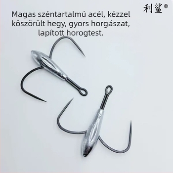 Sharp Shark horgonyhorog, barbless, pengével és két tüskével, 14-es méret