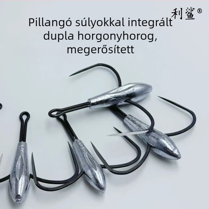 Sharp Shark horgonyhorog, barbless, pengével és két tüskével, 14-es méret
