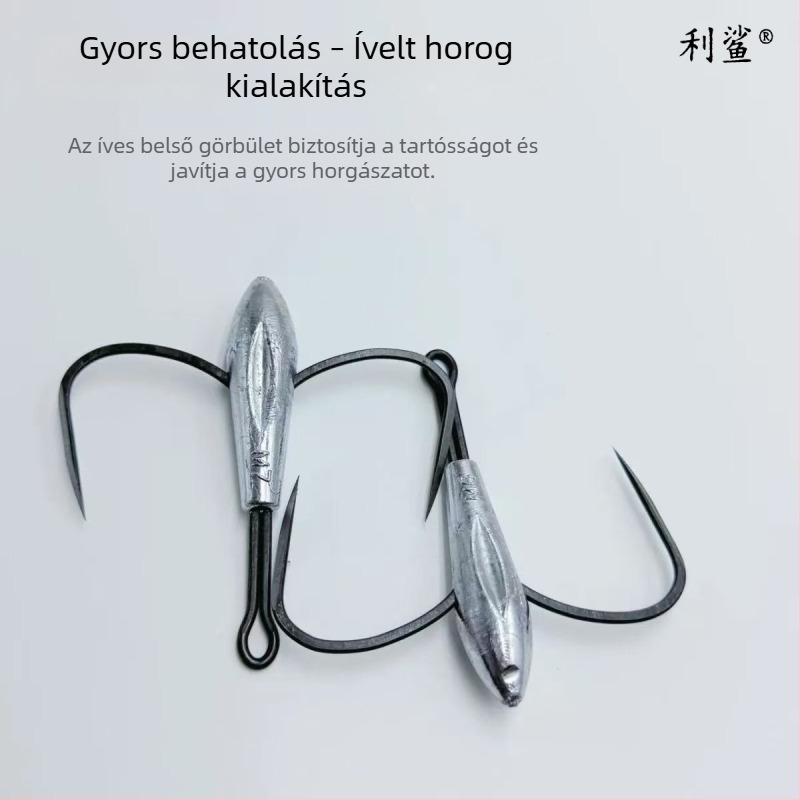 Sharp Shark horgonyhorog, barbless, pengével és két tüskével, 14-es méret