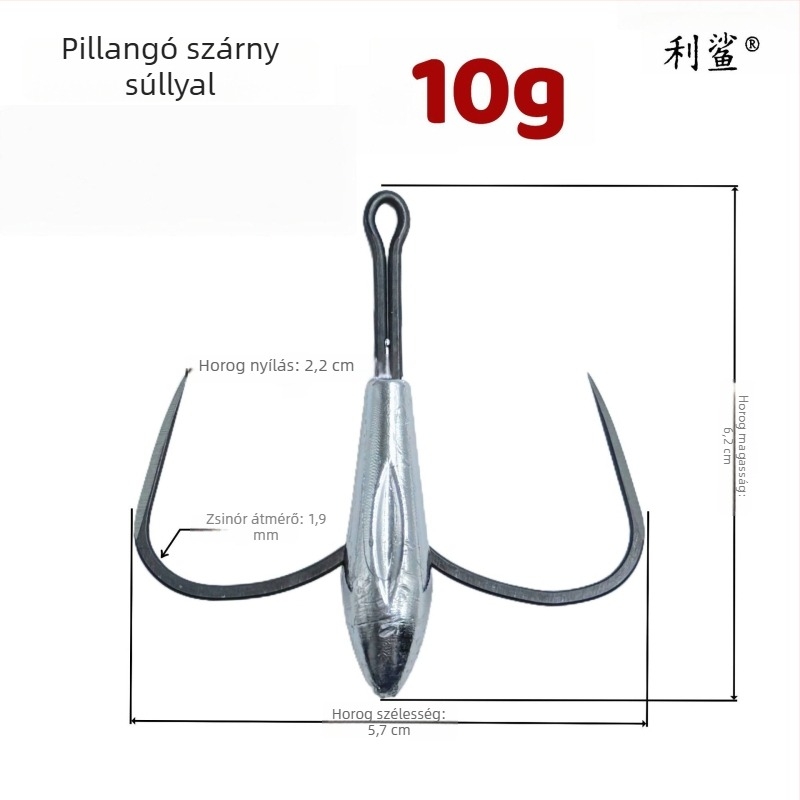 Sharp Shark horgonyhorog, barbless, pengével és két tüskével, 14-es méret