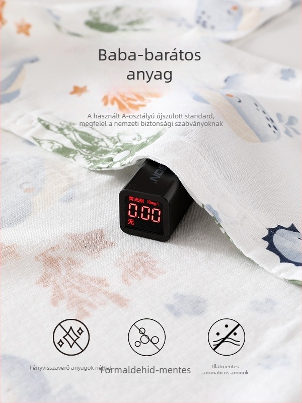 Újszülött hálózsák – boríték stílusú, géz anyag, bambusz pamut bélés, nyár, rajzolt minta