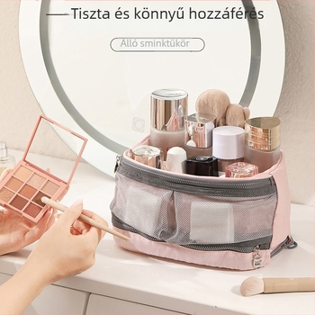 Női kozmetikai táska, nylon anyag, vízálló, húzózsinóros zárás, friss és édes stílus