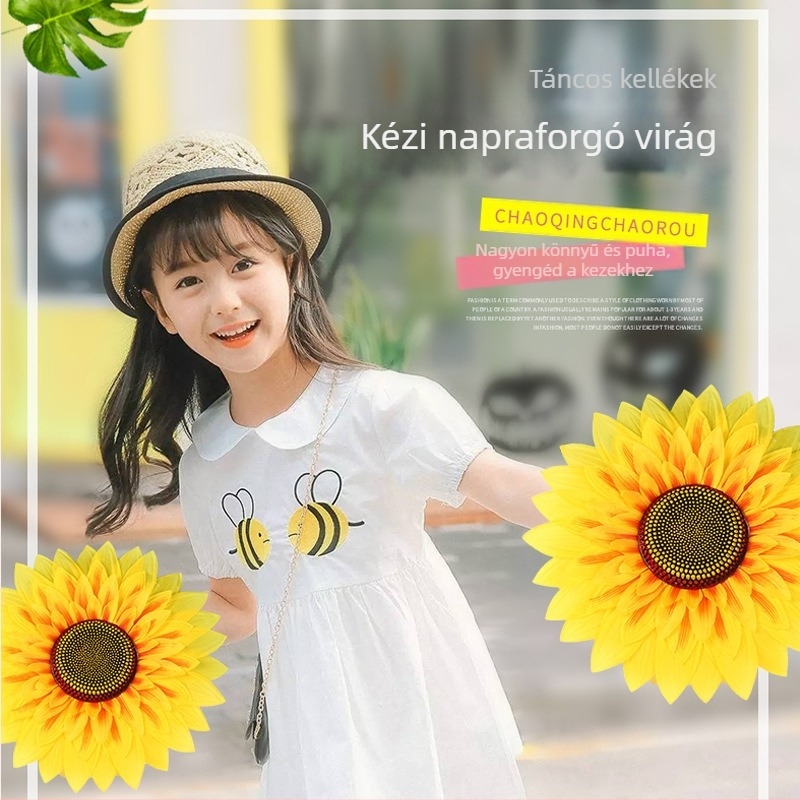 Napraforgó kézi rekvizítum – selyem virág, formázás, egyetlen szár, kültéri fotózásra