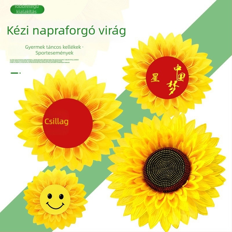 Napraforgó kézi rekvizítum – selyem virág, formázás, egyetlen szár, kültéri fotózásra