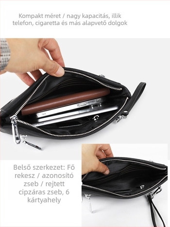 Férfi bőrtáska envelope-stílusú clutch RuiBLI | Valódi bőr; Egyszínű minta; Bélés: poliészter; Tehercsökkentés