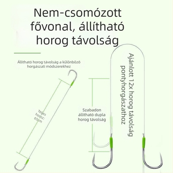 Kötés nélküli nagyhalas horogkészlet kettős horoggal, előre kötött damillal és védő vezetővel tóparti horgászathoz