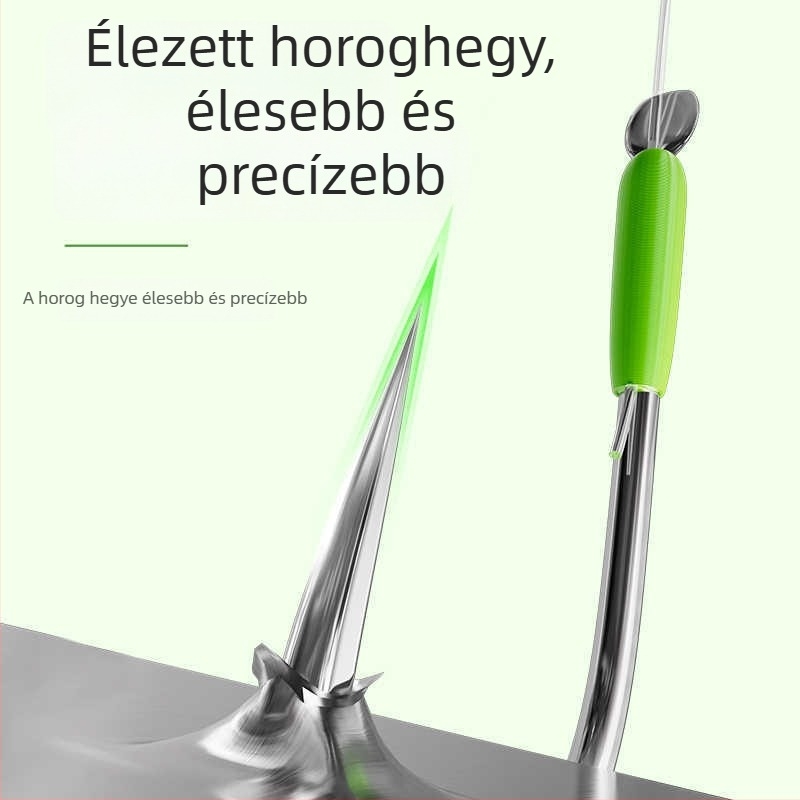 Kötés nélküli nagyhalas horogkészlet kettős horoggal, előre kötött damillal és védő vezetővel tóparti horgászathoz