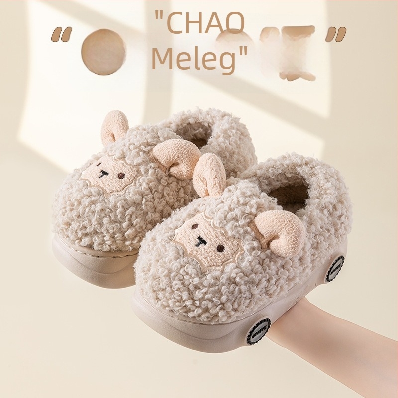 Jingqi gyerekeknek pamut papucs, ősz–tél, uniszex beltéri meleg papucs Cartoon mintával, PVC talppal