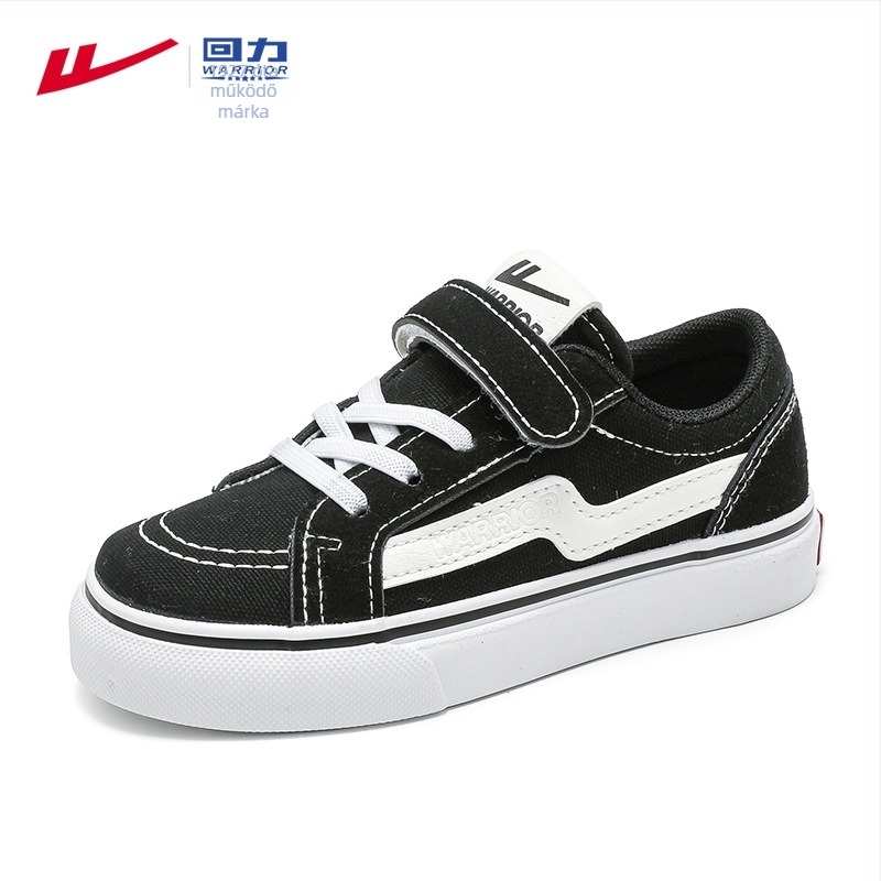 Gyerekeknek canvas casual cipő Velcro-zárással, alacsony felső rész, lélegző hálós belső, PU talpbetét, gumírozott talp