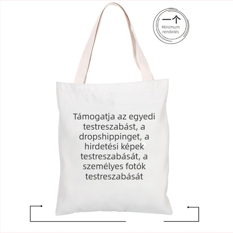 Vászon válltáska közepes méretű bucket-stílusú, cipzárral, mindennapi használatra