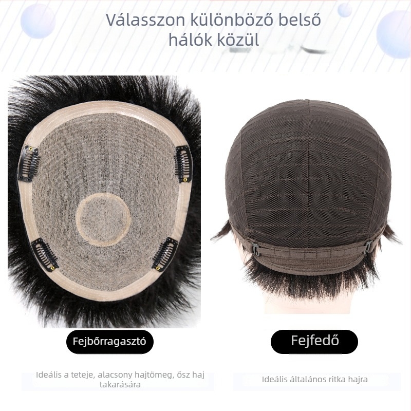 Star smile Férfi rövid paróka, teljesen kézzel szőtt felsőrésszel, 100% emberi haj, modell 1820