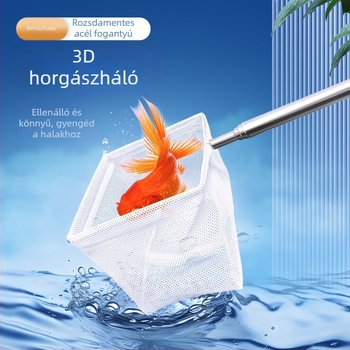Rozsdamentes acélból készült teleszkópos akváriumi háló, sűrű hálóval, halak és teknősök számára
